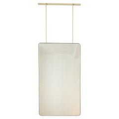 Quadris Ceiling Suspended Rectangular Mirror with Brushed Brass Frame