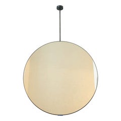 Orbis Ceiling Suspended Round Mirror with Blackened Stainless Steel Frame
