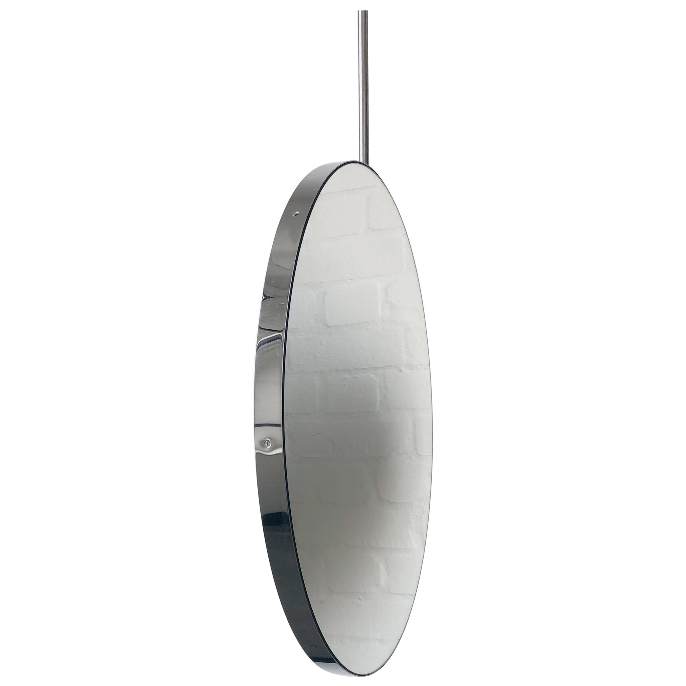 Round Orbis Ceiling Suspended Mirror with Handcrafted Stainless Steel Frame For Sale