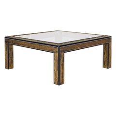 Vintage Acid Etched Brass Coffee Table by Bernard Rohne for Mastercraft