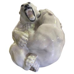 Royal Copenhagen Danish Stamped Signed Porcelain Fighting Polar Bears Model 2317
