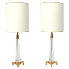 Lucite and Gilt Metal Lamps 
