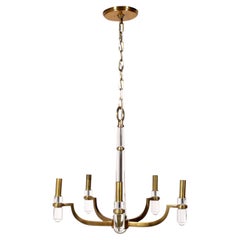 Lucite and Brass Chandelier 