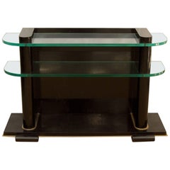 Antique De Coene Frères Art Deco Ebonized and Glass Console