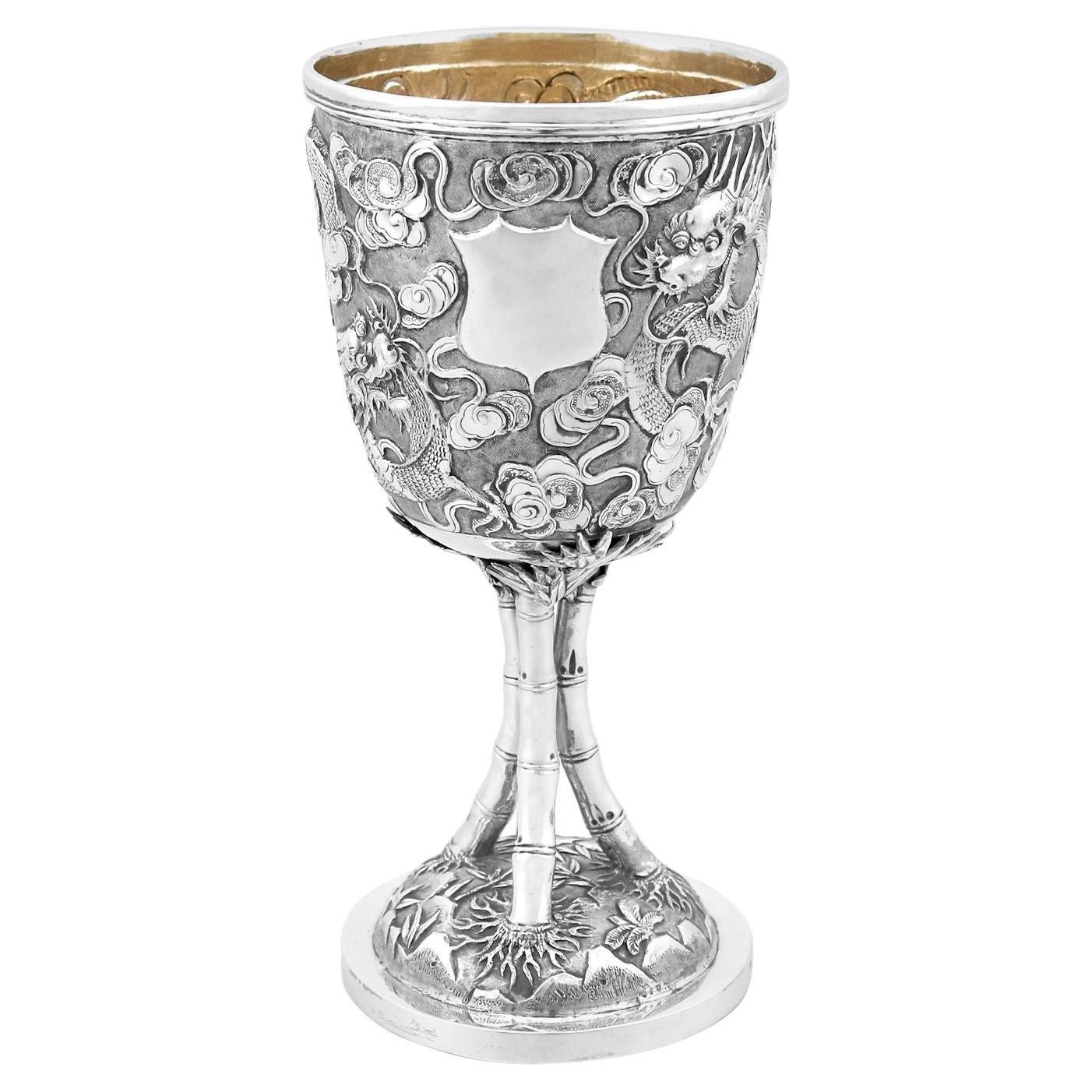 Antique Chinese Export Silver Goblet, circa 1900 For Sale
