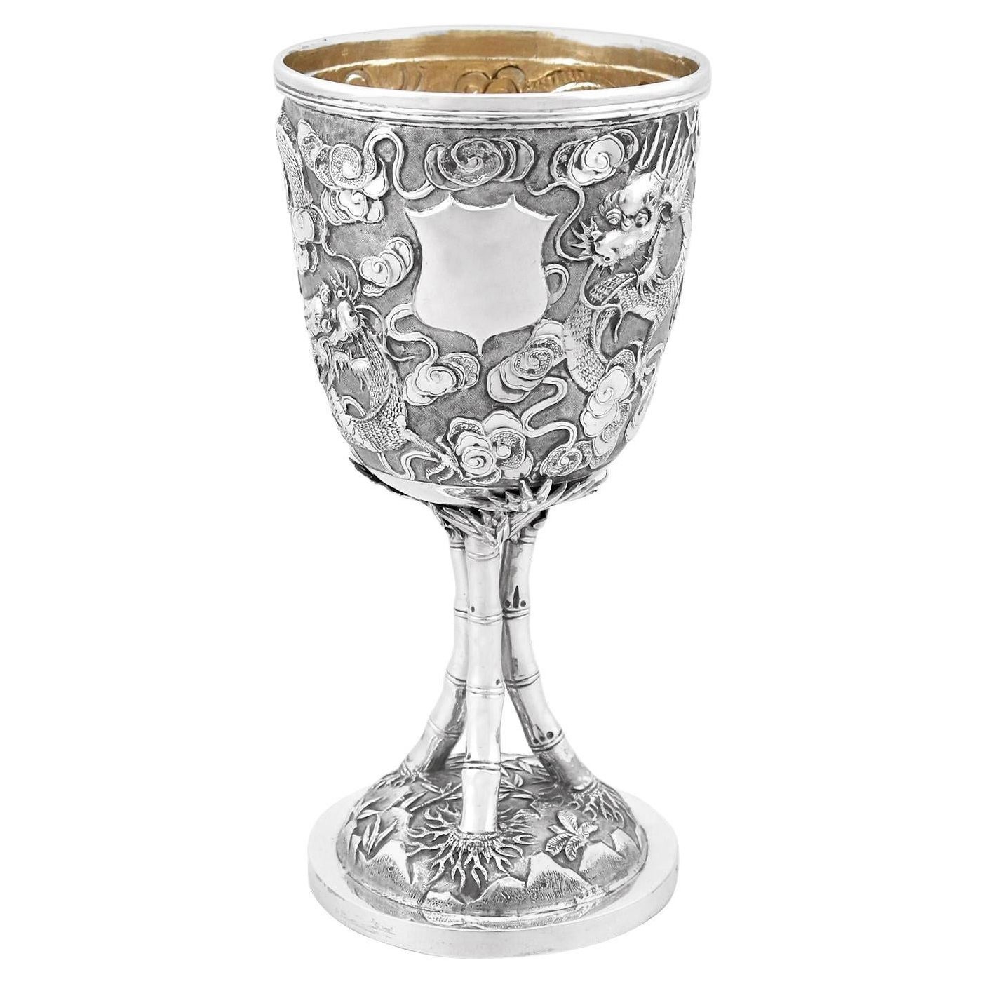 Antique Chinese Export Silver Goblet, circa 1900