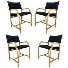 Set of 4 Mid-Century Modern Bentwood Bamboo Frame  Director's Chairs 