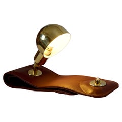 Leather and Brass Reading Light by Luigi Caccia Dominioni for Azucena