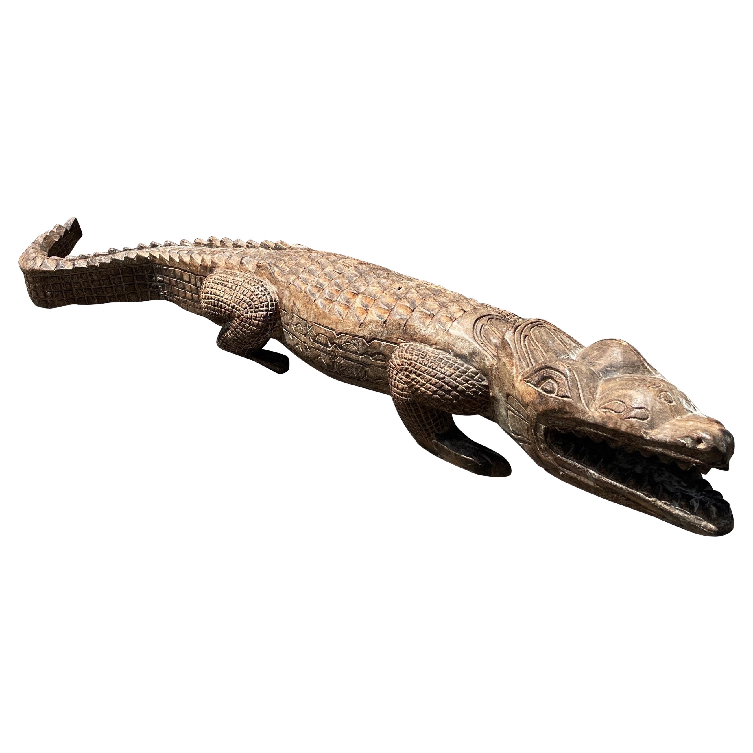 Hand Carved Wooden Alligator