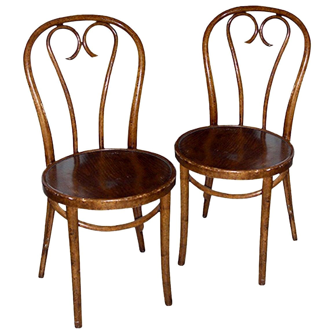 Pair of French 19th Century Stained Bentwood Side Chairs
