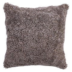 Large Shearling Pillow Brown & Grey Tip
