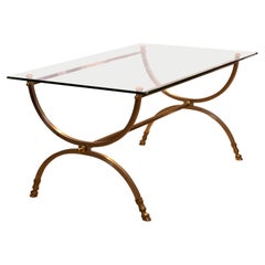 Vintage 20th Century French Steel Neoclassical Style Coffee Table by Maison Charles