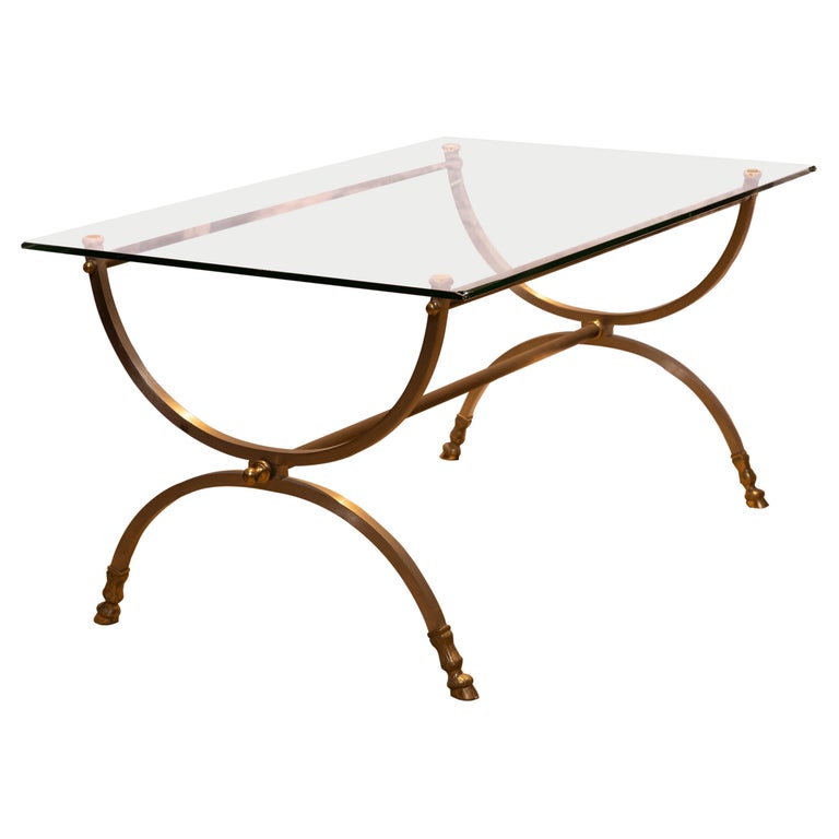 20th Century French Steel Neoclassical Style Coffee Table by Maison Charles For Sale