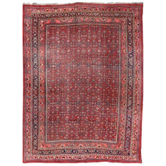 Antiker großer persischer Bidjar-Teppich mit All-Over-Design in Rot und Blau