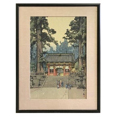 Hiroshi Yoshida Sealed Framed Japanese Color Woodblock Print Toshogu Shrine