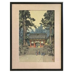 Hiroshi Yoshida Sealed Framed Japanese Color Woodblock Print Toshogu Shrine