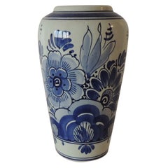 Vintage Blue and White Floral Dutch Delft Vase