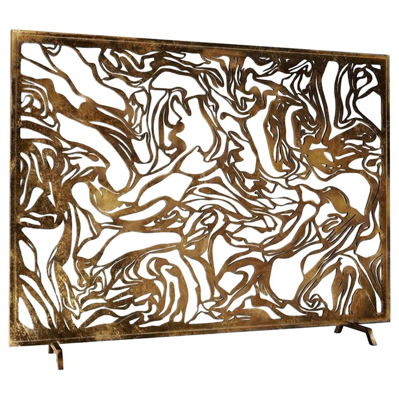 Marmol Fireplace Screen in Aged Gold