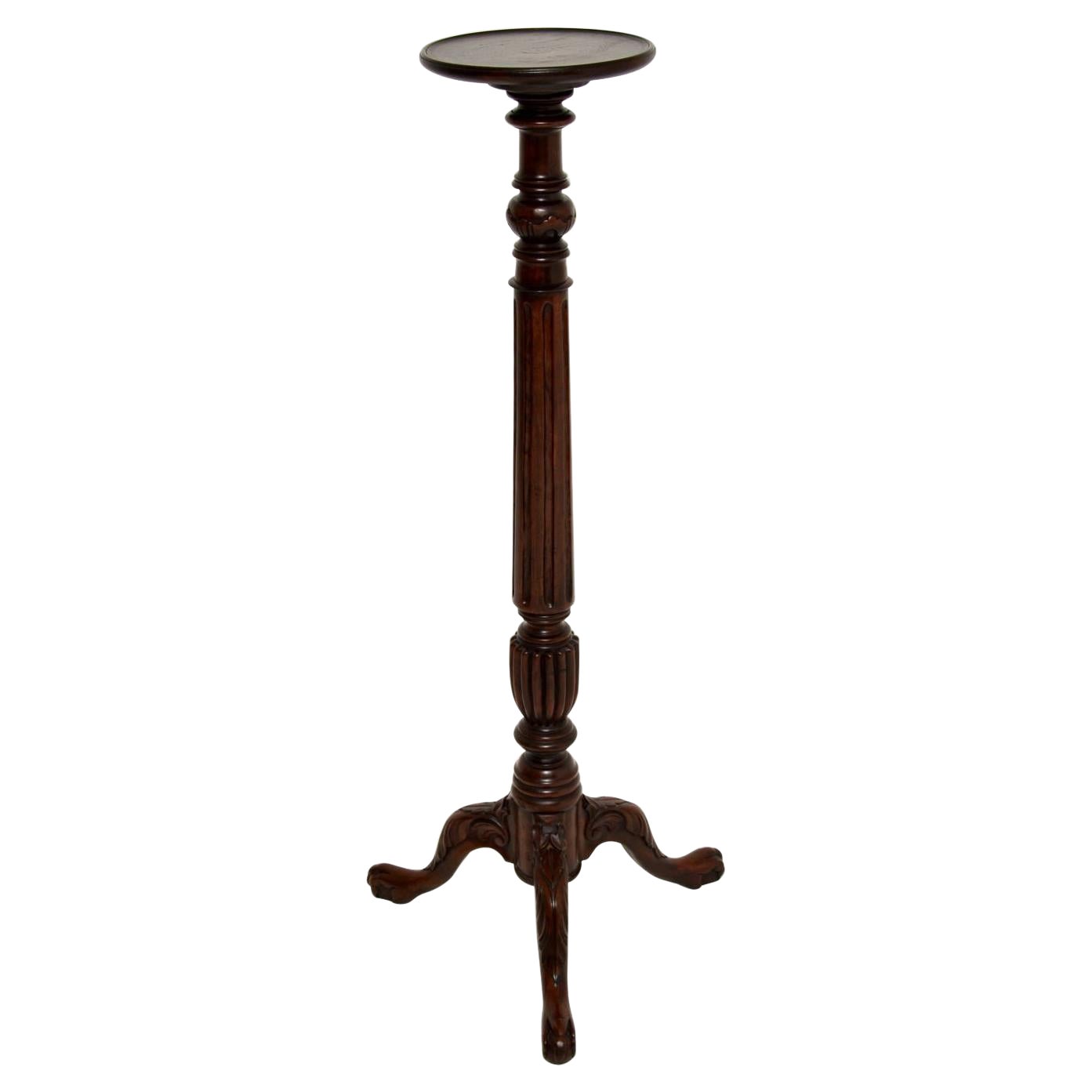 Antique Victorian Carved Torchere Table For Sale