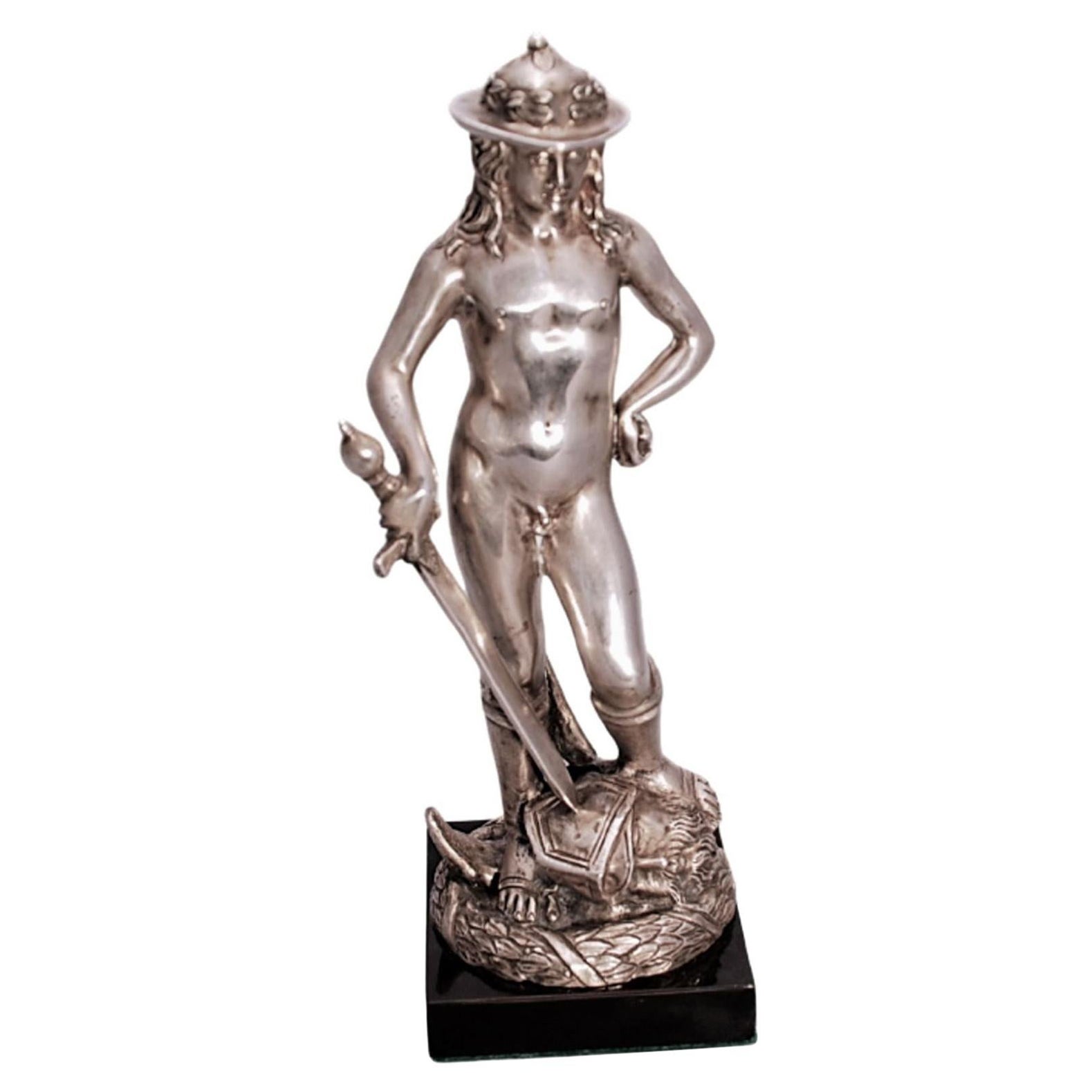 Silver Sculpture Statue of David After Donatello