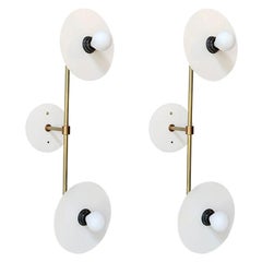 Pair of Custom Metal Double Head Midcentury Style Sconces by Adesso Imports