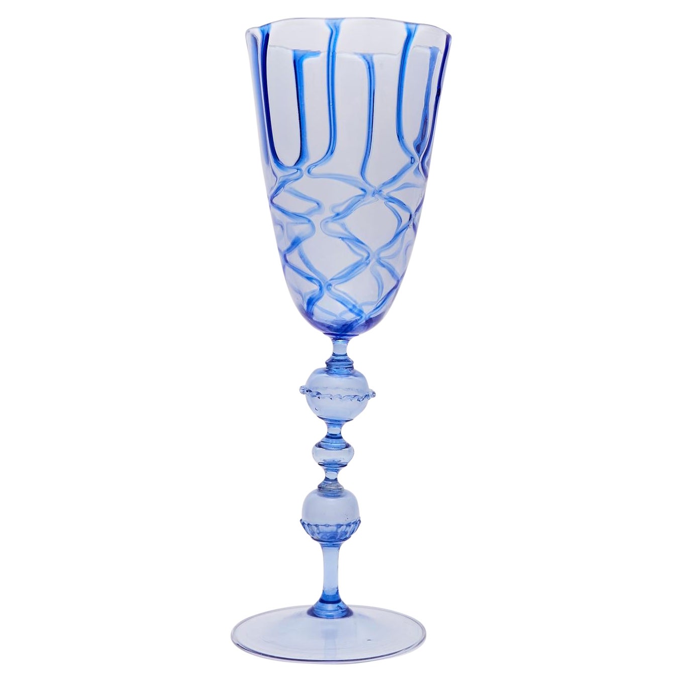Large Chalice with Blue Decoration by Artistica Barovier, 1920's Italy For Sale