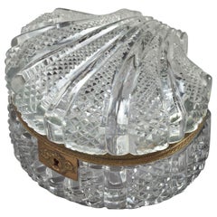 Antique French Bronze and Crystal Shell-Shaped Box, circa 1860