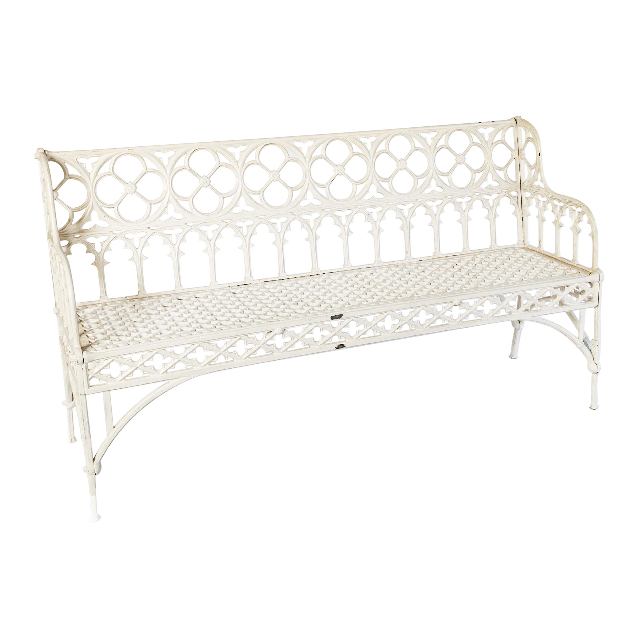Napoleon III Gothic Cast Iron Garden Bench by Foundry Val D’osne