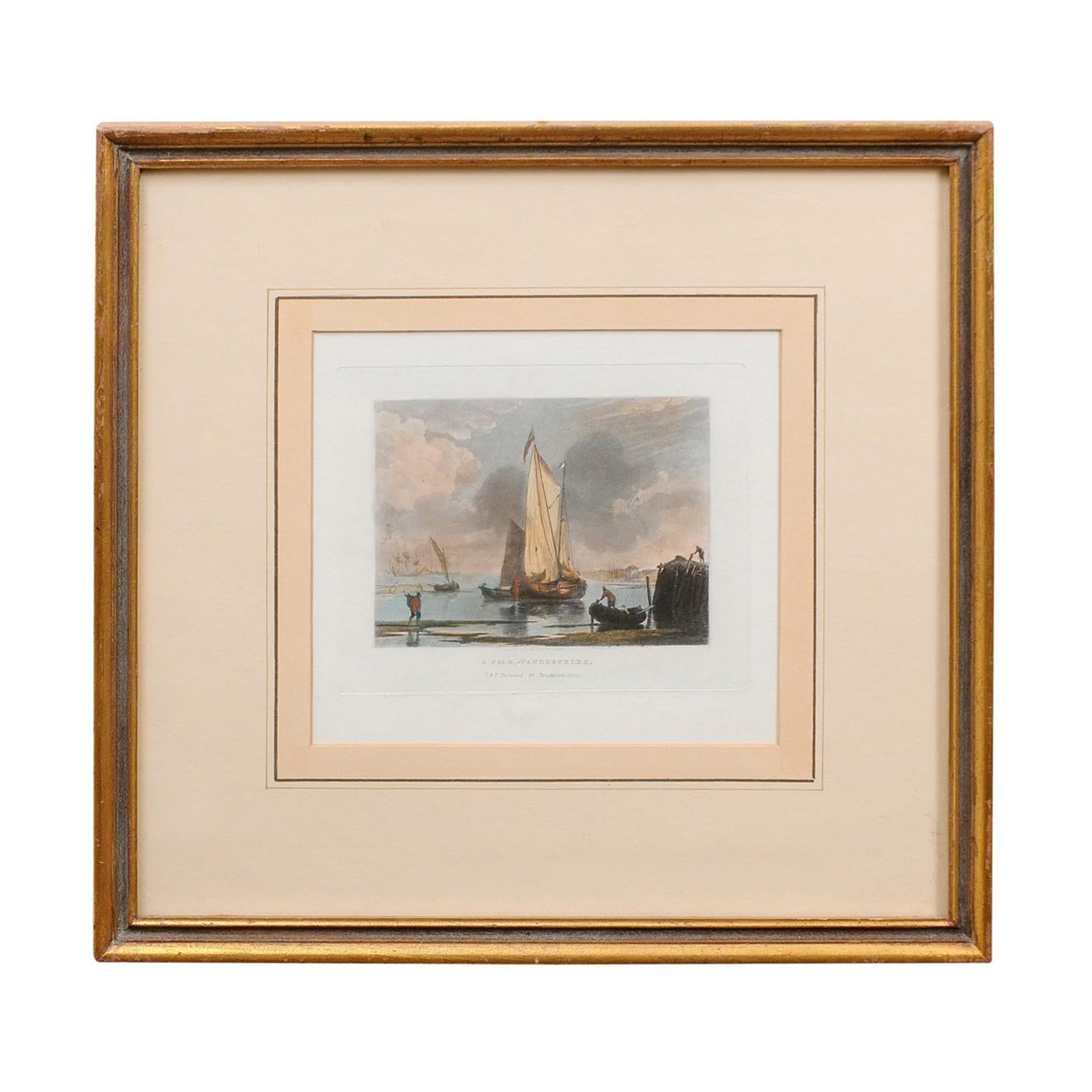 Framed 19th Century Engraving of Sailboat, London