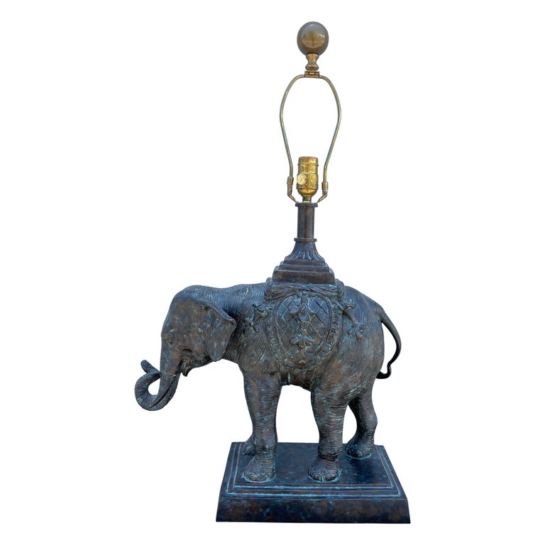 Large Bronze Elephant Lamp by Maitland Smith For Sale at 1stDibs