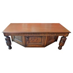 Spanish 19th Century Carved Walnut Coffee Table with Small Storage Compartment