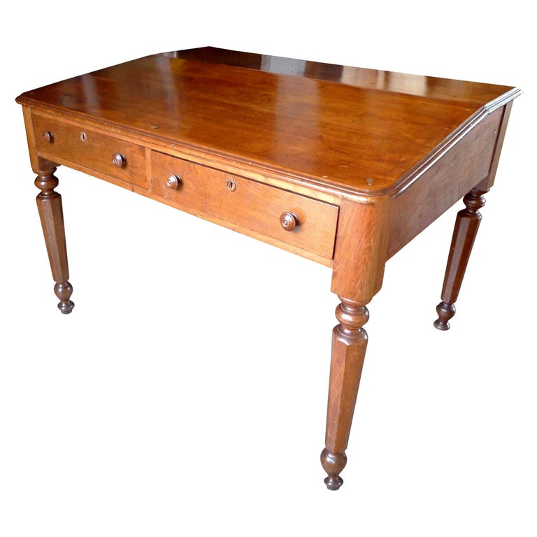 English 19th Century Writing Table With Two Large Front Drawers And Sloped Top For At 1stdibs English 19th Century Writing Table With, Sloped Writing Desk