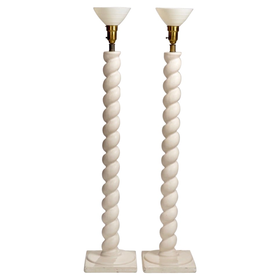 Pair of Spiral Plaster Floor Lamps by Michael Taylor, circa 1970s