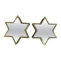 Pair of Italian Modern Brass Star Mirrors