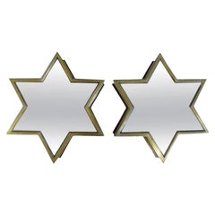Pair of Italian Brass Star Shaped Mirrors