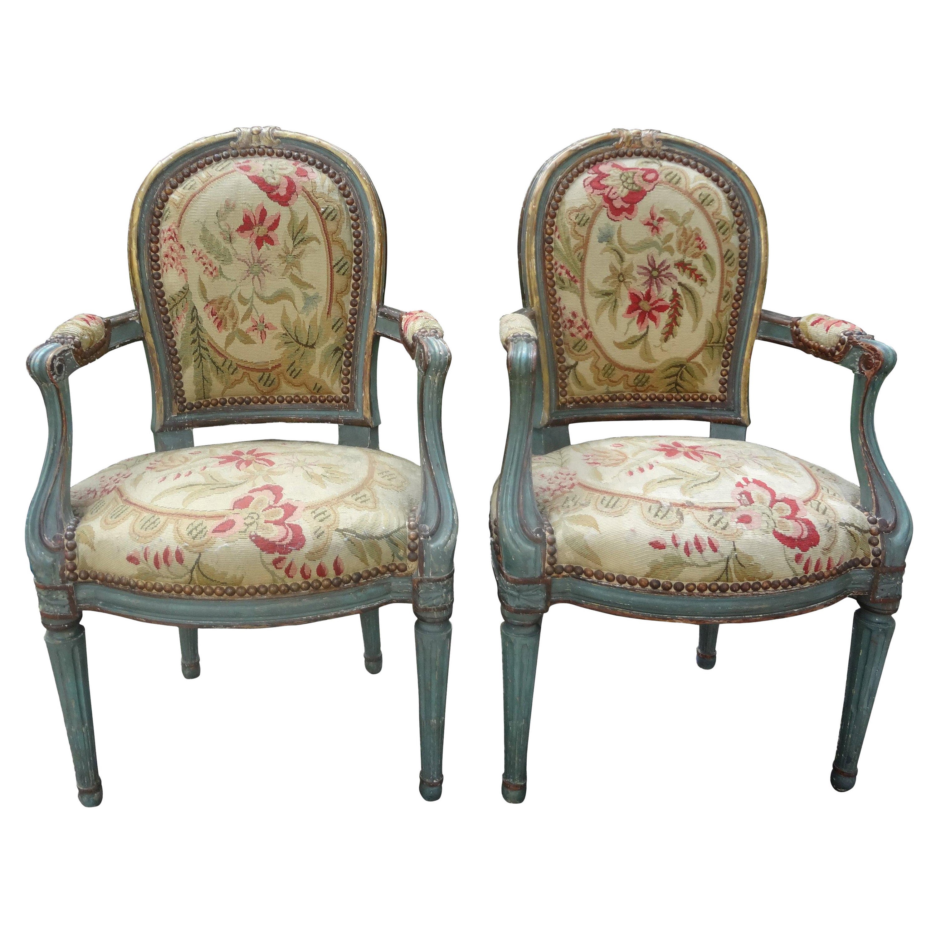 Pair of 19th Century French Régence Style Children's Chairs