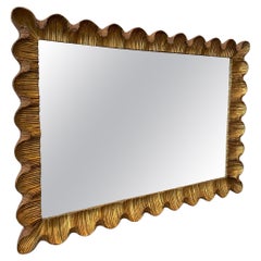 Hand Carved Giltwood Mirror with Scalloped Edges