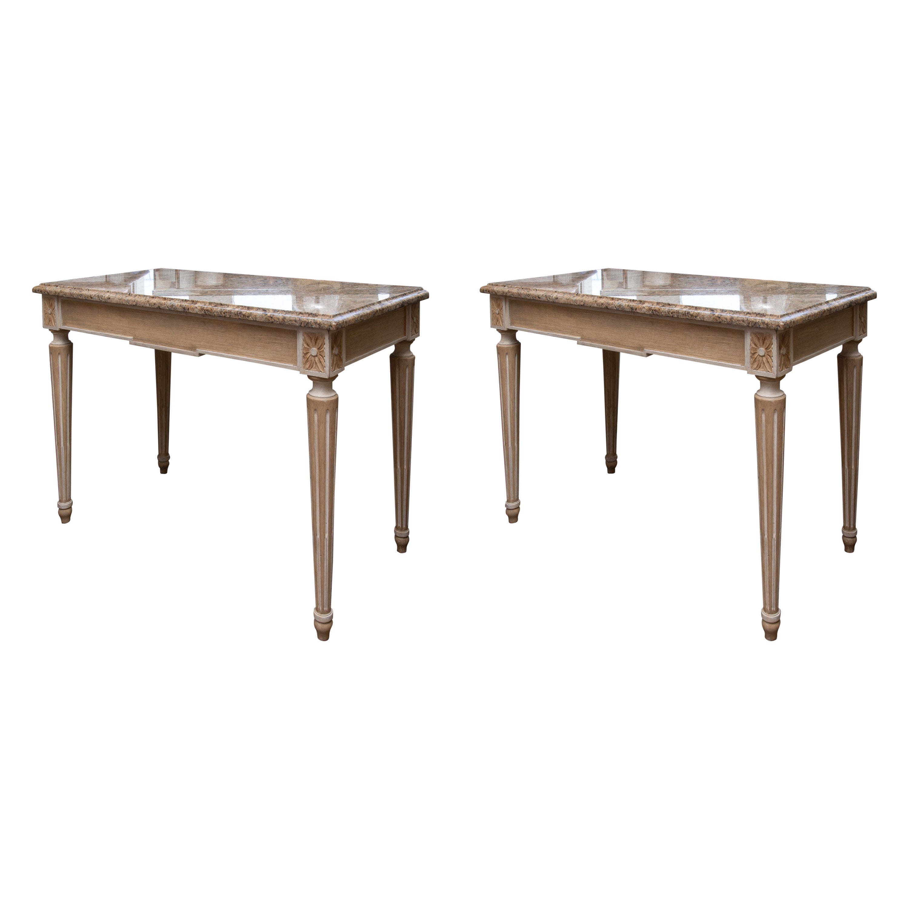 Rectangular Console with Marble Top For Sale