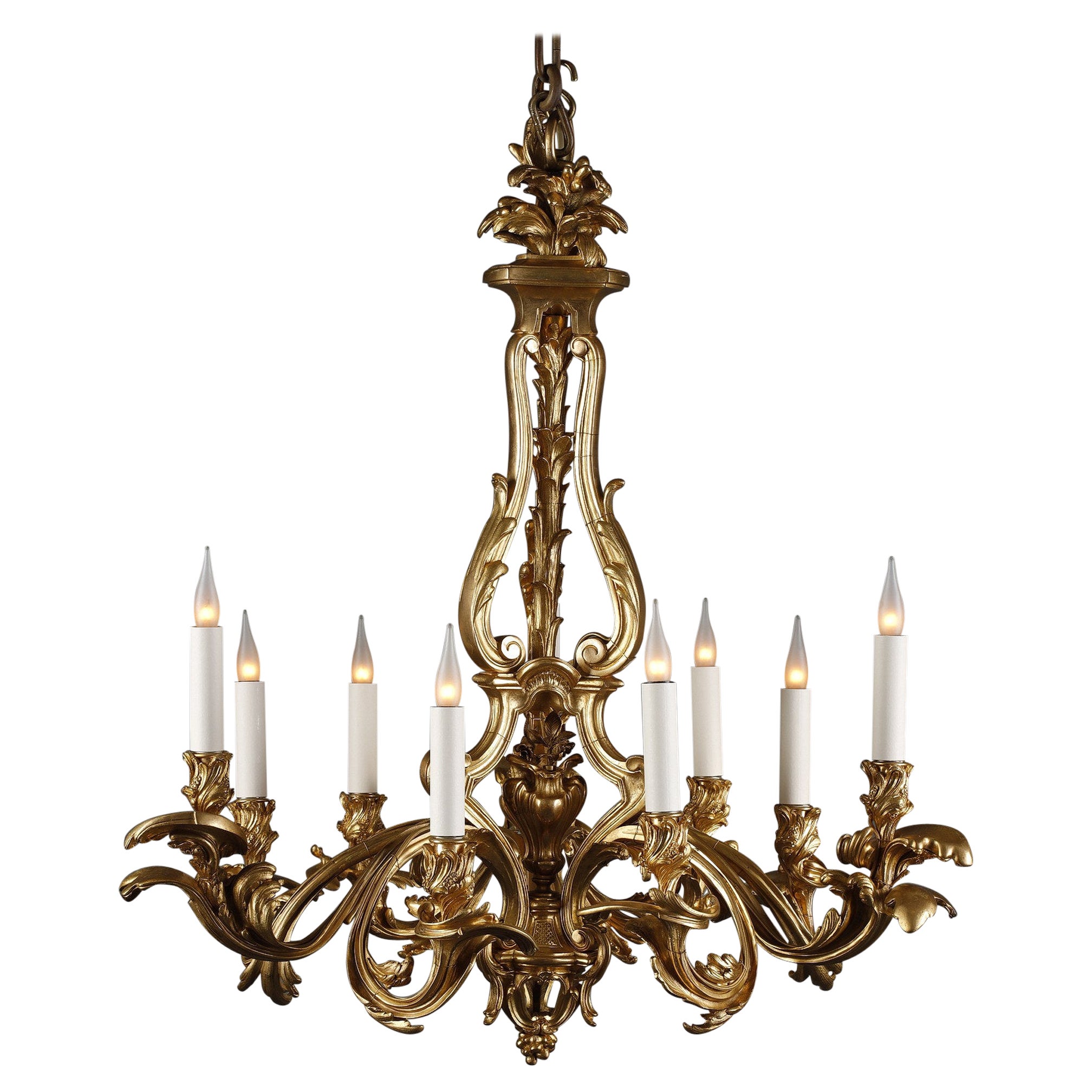 Exceptional Gilded Bronze Chandelier For Sale at 1stDibs