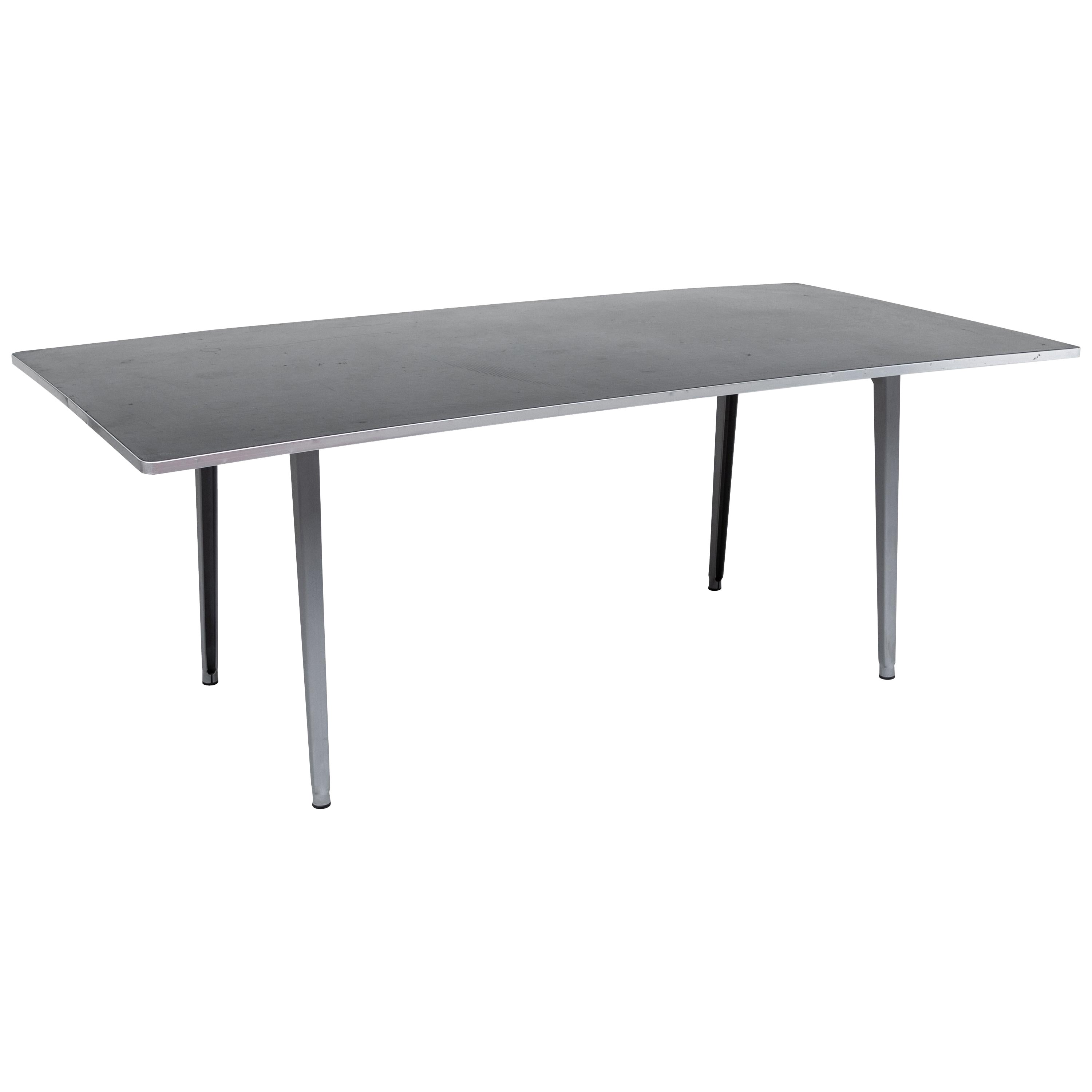 Original Large Friso Kramer "Reform" Table with Black Linoleum Top and Gray Legs