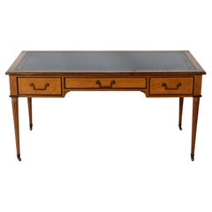 Leather Top Bureau Plat or Desk by Baker