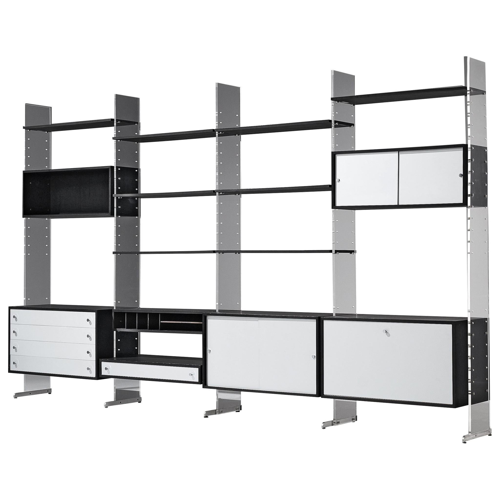Poul Nørreklit Cabinet in Plexiglas, Aluminum and Black Lacquered Wood