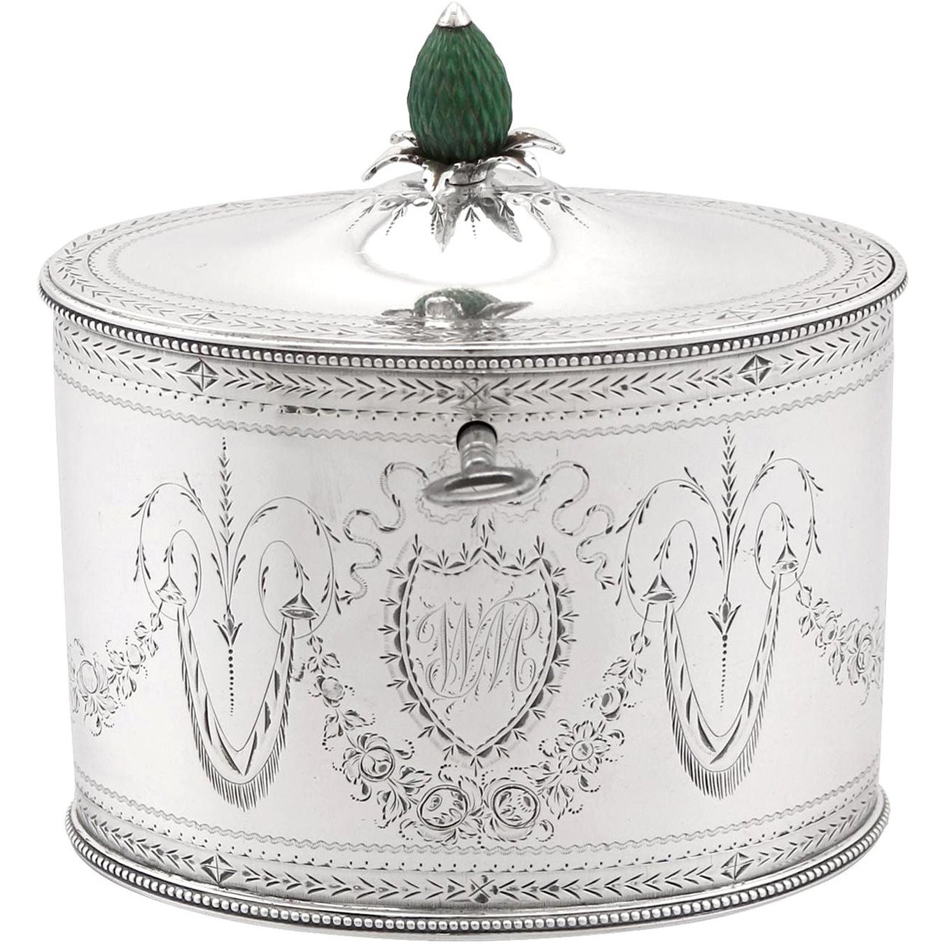 Antique III Sterling Silver Locking Tea Caddy For Sale at 1stDibs