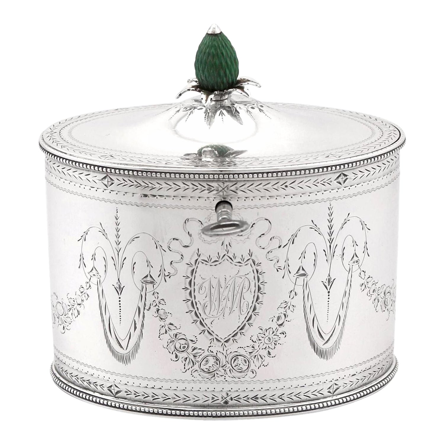 Antique George III Sterling Silver Locking Tea Caddy by Henry Chawner