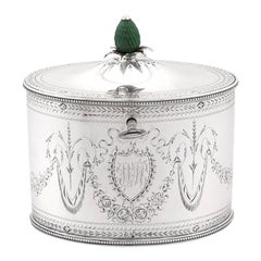 Antique George III Sterling Silver Locking Tea Caddy by Henry Chawner