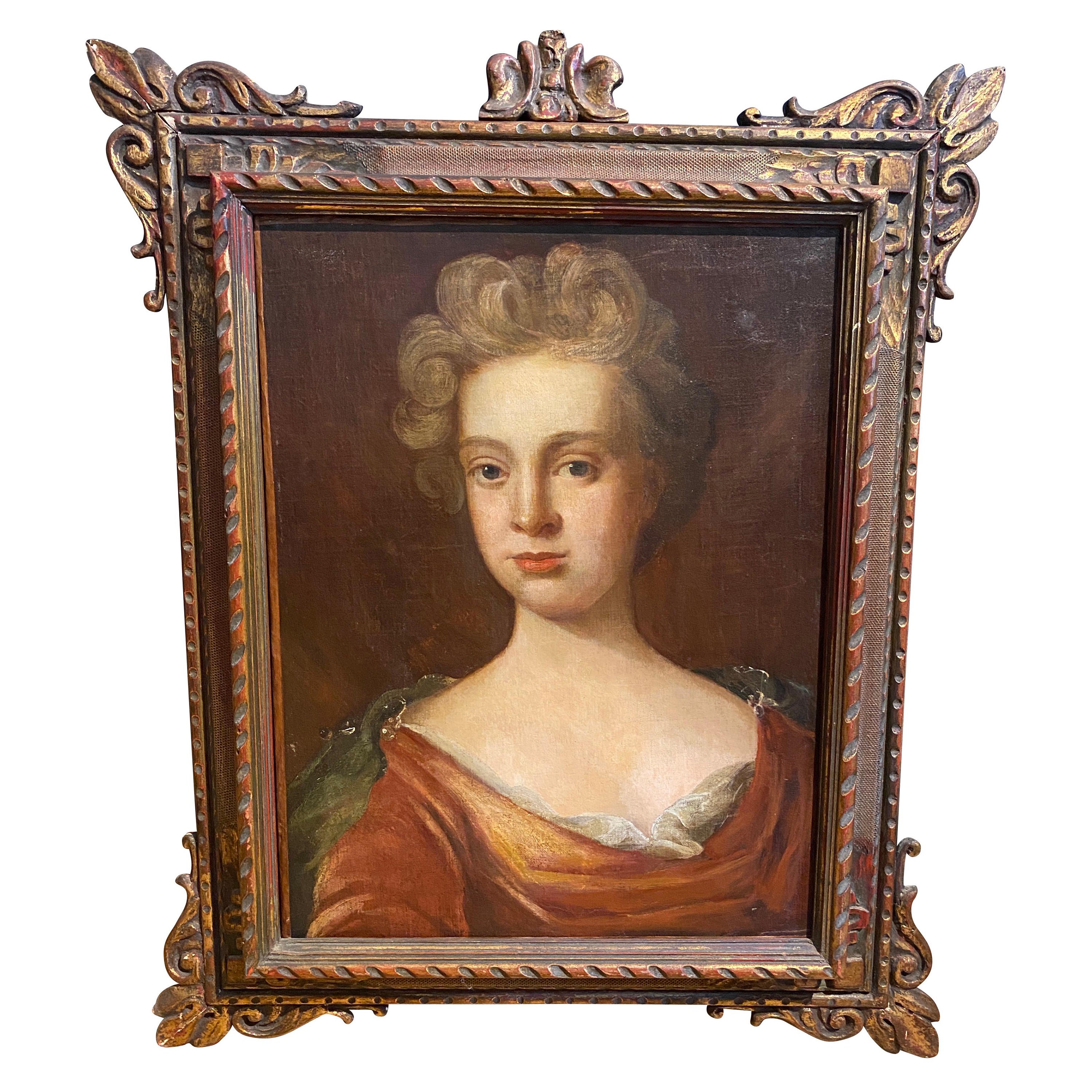 Framed Oil on Canvas Painting of a Woman