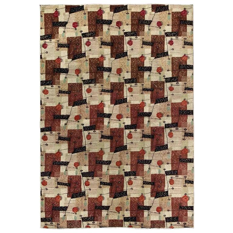 MidCentury Modern Design Turkish Rug For Sale at 1stdibs