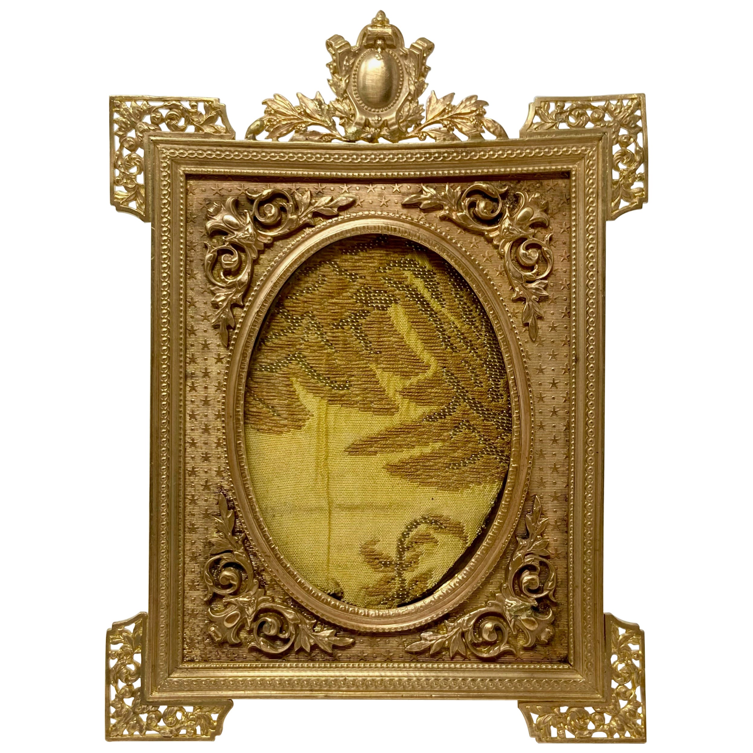 Art Nouveau Painted Bronze Picture Frame with Figurine at 1stDibs