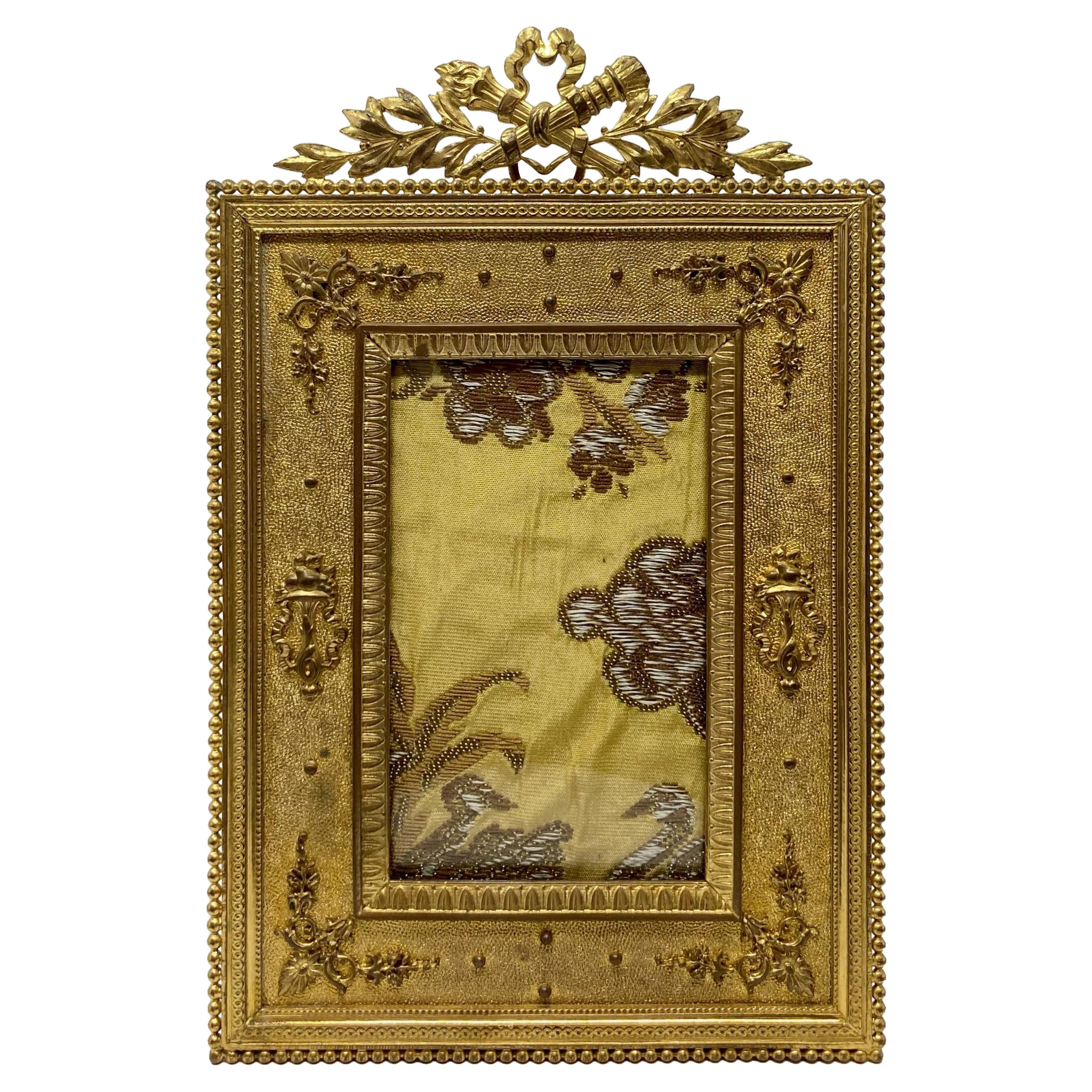 Antique French Louis XVI Style Bronze D'ore Rectangular Picture Frame Circa 1890
