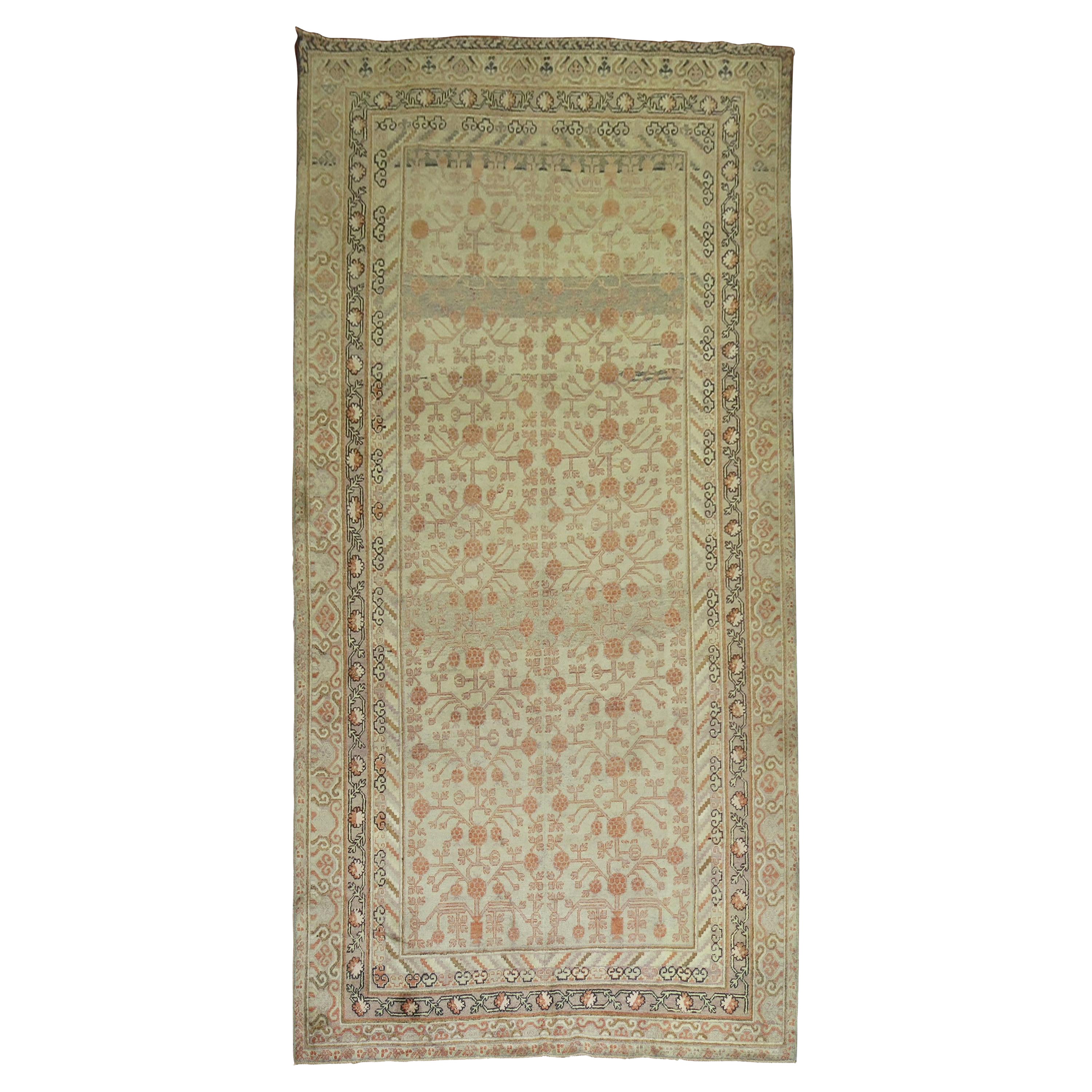 Zabihi Collection Gray Khotan Antique Gallery Rug
